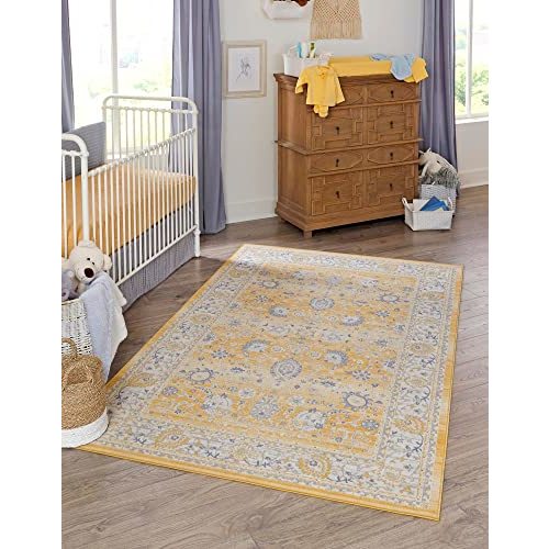 Unique Loom Whitney Collection Traditional Border Area Rug (4' 0 x 6' 0 Rectangular, Tuscan Yellow)