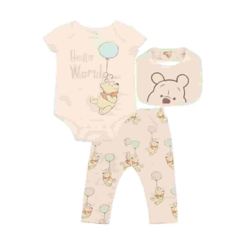 Disney Newborn Baby Outfit Set 3-Piece Set Bodysuit, Pants, and Bib Sizes 0- 9 Months
