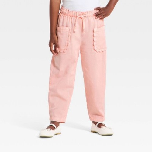 Toddler Girls' Cargo Jogger Pants - Cat & Jack™ Peach Orange 12M