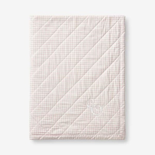 Company Kids Ditsy Gingham Quilted/Sherpa Pink Organic Cotton Percale Stroller Blanket