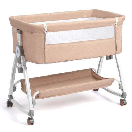 JOYMOR 3 in 1 Bedside Crib Portable Baby Bassinet Sleeper , with Comfy Mattress and Wheels, 6 Height Adjustable Easy Folding Portable Bedside Crib for Newborn – Joymor