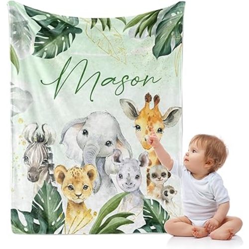 J&SBGFT Custom Baby Blanket with Name, Personalized Receiving Blanket for Toddlers, 30"x40", Color13