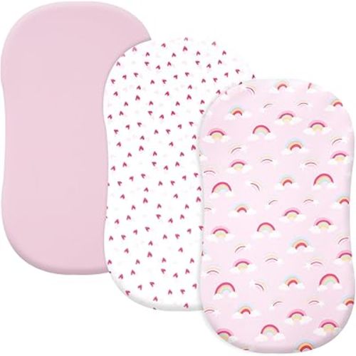 david's kids 3 Pack Bassinet Sheets, Ultra Soft Breathable Comfortable Baby Sheet Set for Boys Girls Neutral, Univeral Fit for Most Cradle and Bassinet Mattress, Rainbow