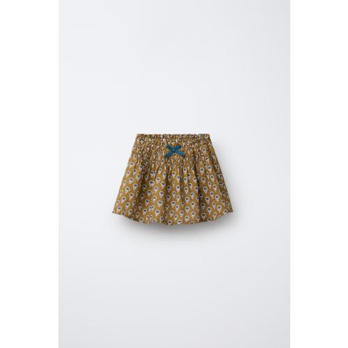 FLORAL PRINT SKIRT - Khaki | ZARA United States