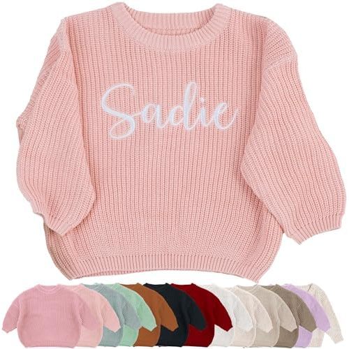 Personalized Embroidered Baby Sweater with Name - Long Sleeved Round Neck Pullover, Suitable for Infants and Young Children