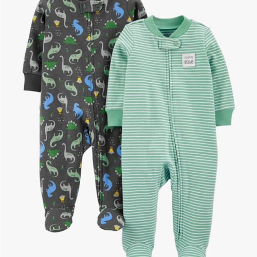 Simple Joys by Carter's baby-boys 2-way Zip Thermal Footed Sleep and Play, Pack of 2