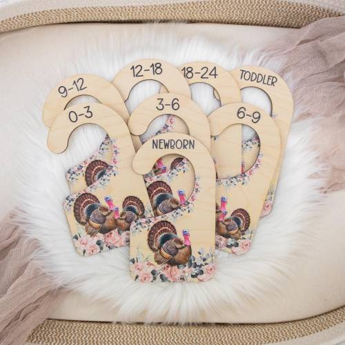 Girl Turkey Clothing Dividers, Turkey Hunting Baby Clothing Divider, Wood Wardrobe Divider, Nursery Closet Divider, Hunting Nursery W66