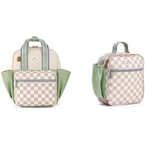 Itzy Ritzy Toddler Backpack & Coordinating Lunch Box Bundle (Checkerboard)