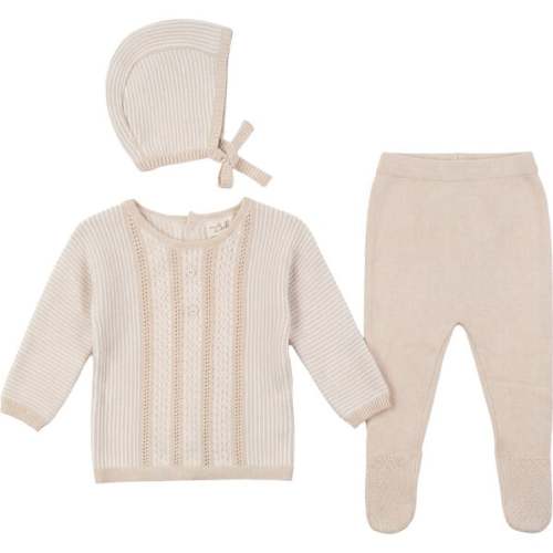 Striped Pointelle Set Beige - Bebe Bella | Maisonette
