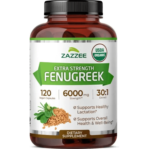 Zazzee USDA Organic Fenugreek 30:1 Extract, 120 Vegan Capsules, 4 Month Supply, Breastfeeding & Lactation Support for Nursing Mothers, Organic Herbal Supplement, All-Natural, Non-GMO, Made in the USA