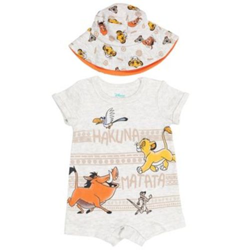 Disney Lion King Baby Boys' 2-Piece Graphic Romper and Bucket Hat Set Oatmeal Heather 0-3 Months