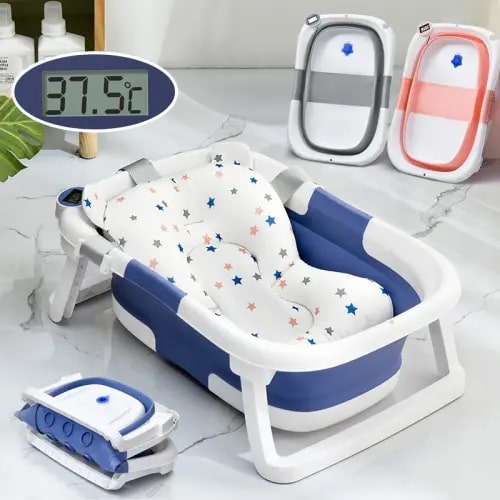 Real-time Temperature Silicone Baby Take A Bath Bathtub Non-Slip Foot Bath Bucket Folding Bathroom With Temperature Sensing - AliExpress 1501