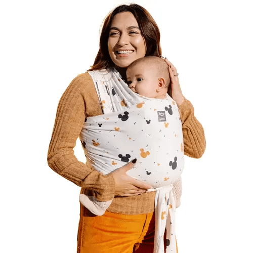 Moby Baby Wrap Carrier Featherknit for Newborns to Toddlers (8-33lbs), Infant Sling Carrier, Lightweight & Hands Free Design, Adjustable for All Body Types (Disney's Mickey Mouse All Ears)