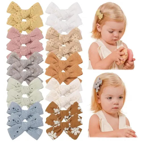 jollybows 20 mini pinzas para el cabello totalmente forradas y lazos para niñas, bebés, niños pequeños y adolescentes, pasadores pequeños de 2 pulgadas para cabello fino