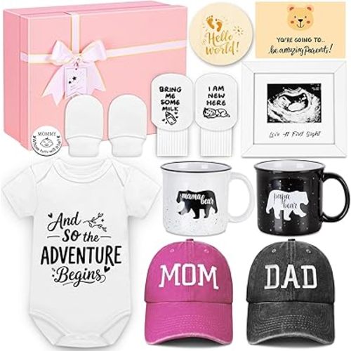 New Parents Gifts for Couples, First Time New Mom and Dad to Be Gifts Expecting Parents, Gender Reveal & Baby Shower Gifts for Parent to be, Baby Gift Basket, Pregnancy Announcement, Girls, Boys