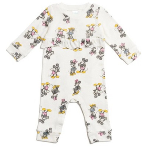 Disney Mickey Mouse Minnie Mouse Newborn Baby Girls Snap Sleep N' Play Coverall White 3-6 Months