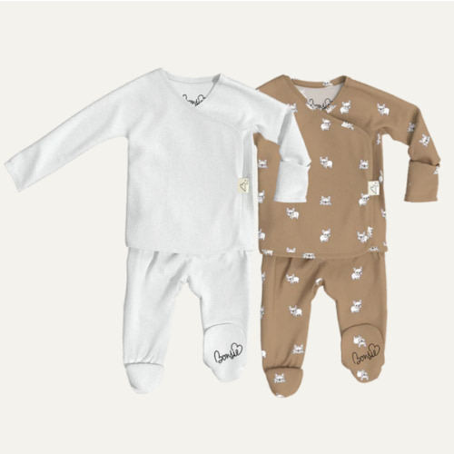 Baby Bundle Footie - Milk + Frenchie – Bonsie Skin to Skin Babywear