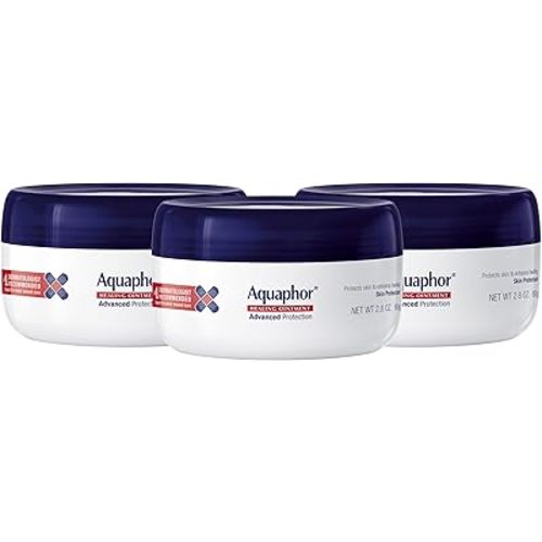 Aquaphor Healing Ointment - Skin Protectant for Dry Cracked Skin - Hands, Heels, Elbows - 2.8 oz Jar (Pack of 3)