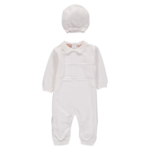 Elegant Christening Romper & Hat Set
