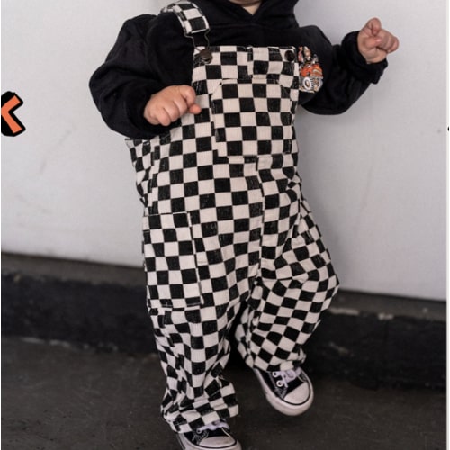 Classic Checkered Overalls - Black | Little Trouble