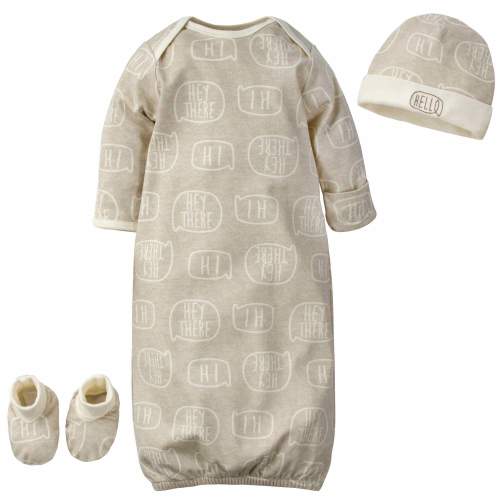Gerber® 3-Piece Baby Boys "Hello" Organic Gown, Cap & Booties Starter 
– Gerber Childrenswear