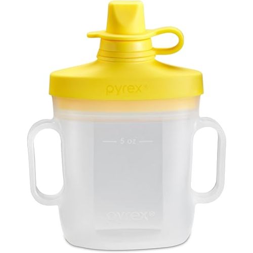 Pyrex Littles Sippy Cup 5 OZ Pouch, Silicone Baby Toddler Feeding Set, Airtight Leak-Proof BPA Free Non-Breakable Dishwasher Safe, Ages 6 Months +