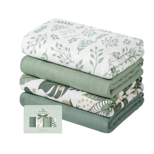 Yoofoss Muslin Swaddle Blankets, Organic Baby Blankets, 47 x 47 Inches Receiving Blanket for Baby Boys and Girls, Baby Essentials for Newborns Soft Breathable