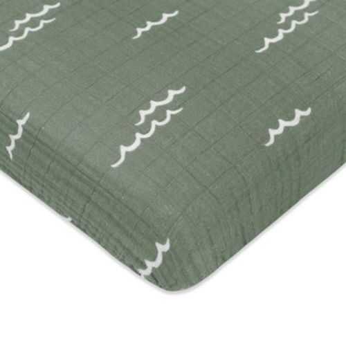 Babyletto Mini Crib Sheet in GOTS Certified Organic Muslin Cotton - Ocean Waves