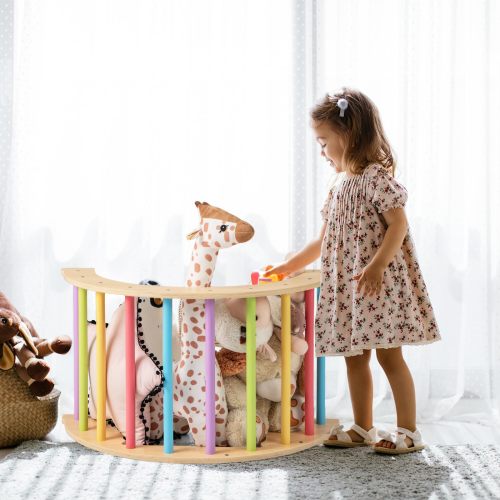 INFANS Wooden Arch Climber Rocker with Soft Cushion, 6 in 1 Montessori Climbing Toys for Toddlers, Gym Playset Gift for Kids