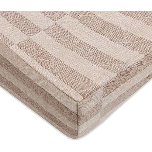 Babyletto 100% Quilted Organic Cotton Changing Pad Cover, GOTS-Certified, Fitted 360°, Ultra-Soft and Breathable Muslin - Cocoa Offset Stripe