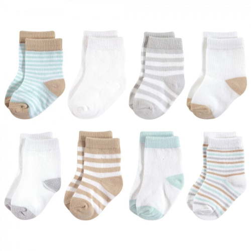 Touched by Nature Baby Unisex Organic Cotton Socks, Neutral Mint, 6-12 Months