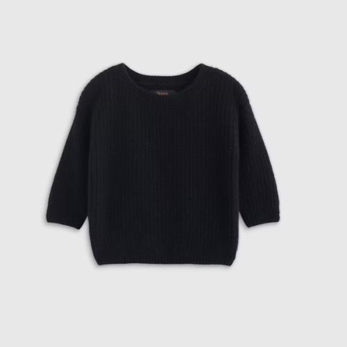 Mongolian Cashmere Fisherman Tunic Sweater - Baby in Black - 3-6M