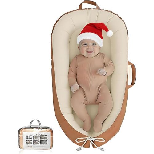 Baby Lounger - Infant Lounger for Newborn 0-24 Months, Pure Cotton Breathable Baby Nest Lounger Cover, Newborn Essentials for Baby Boys & Girls, Portable Baby Lounger for Home and Travel