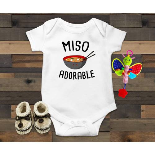 Miso Adorable Baby Bodysuit, Funny Baby Clothes, Cute Baby Outfit, Aisan Food, Ramen, Noodles, Anime, Japanese, Kawaii, Baby Announcement