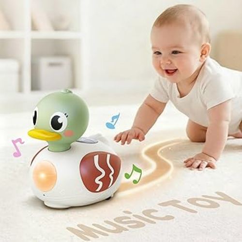 iPlay, iLearn Baby Musical Duck Toy, Infant Tummy Time Crawling Toy, Toddler Music Duck W/Light Sound 6-12 Month, Sensory Development Learning First Birthday Gift 7 8 9 10 Month 1 Year Old Boy Girl