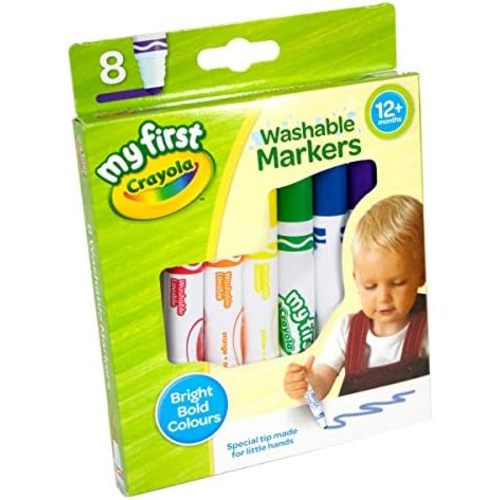 CRAYOLA MyFirst Washable Markers - Assorted Colours (Pack of 8) | Easy-Grip Markers Ideal for Toddlers Hands | Ideal for Kids Aged 12+ Months