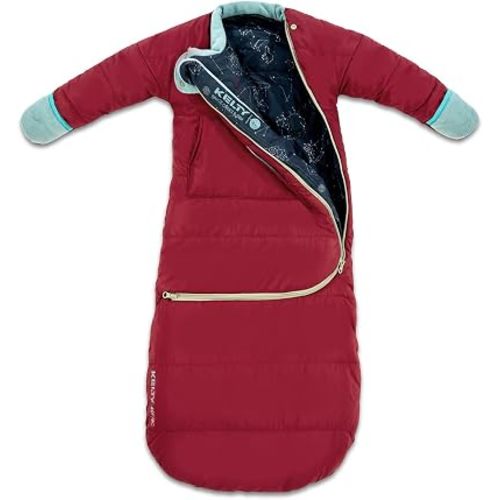Kelty Space Cadet Infant and Toddler Sized Arms-Out Sleeping Bag, 30-40F Degree Rated, 8M-4T, Fleece-Lined Hand Covers