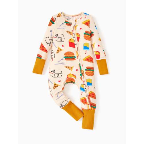 Kids Baby / Girl Bamboo Pajamas With Childlike Print (Snug-Fitting) Brown