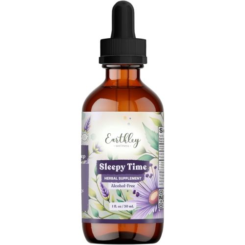Earthley Wellness Sleepy Time, Natural Herbal Sleep Support for Adults and Kids, Calming Extract for Relaxation and Restful Nights, Alcohol-Free, Made with Catnip, Skullcap, and Passionflower (1oz)