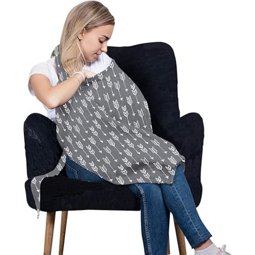 San Francisco Baby Nursing Cover, Breathable 360° Nursing Cover Up, Privacy Breastfeeding Blanket - Luxury Gray