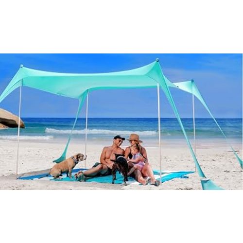 SUN NINJA Beach Tent Sun Shelter, Beach Shade Canopy with UPF50+ Protection