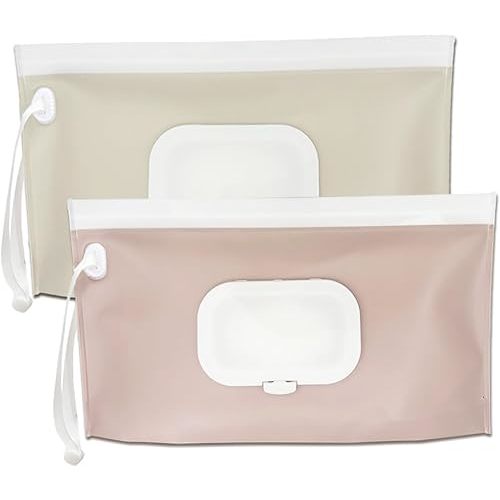 Baby wipes dispenser，portable baby wipes holder for outdoor, Refillable baby wipes container, on the go wet wipe pouch for travel, resuable wipes dispenser for hiking (Nude Pink)