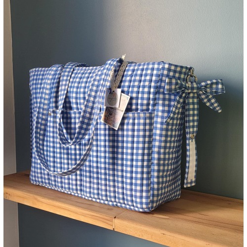 Large Diaper Bag Organizer with Stroller Straps: Handmade Cotton Baby Bag