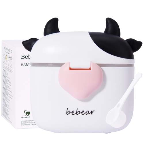 Bebamour Baby Milk Powder Dispenser Cute Dairy Cow Portable Milk Powde