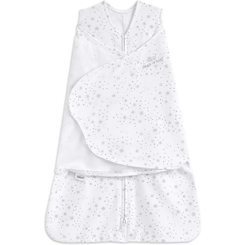 HALO 100% Cotton Sleepsack Swaddle, 3-Way Adjustable Wearable Blanket, TOG 1.5, Midnight Moons Grey, Newborn, 0-3 Months