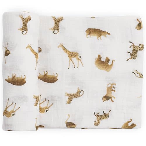 Little Unicorn Muslin Swaddle Blanket for Newborns & Infants | Soft & Breathable Fabric | Baby Blanket for Swaddling, Nursing, Shower Gifts (Animal Crackers)