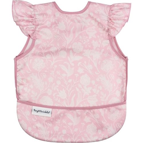 Tiny Twinkle Mess Proof Baby Bib for Girls | Waterproof Toddler Bib for Eating | Baby Apron for Feeding | Machine Washable | Perfect Shower Gift (Toile, 6–24M)