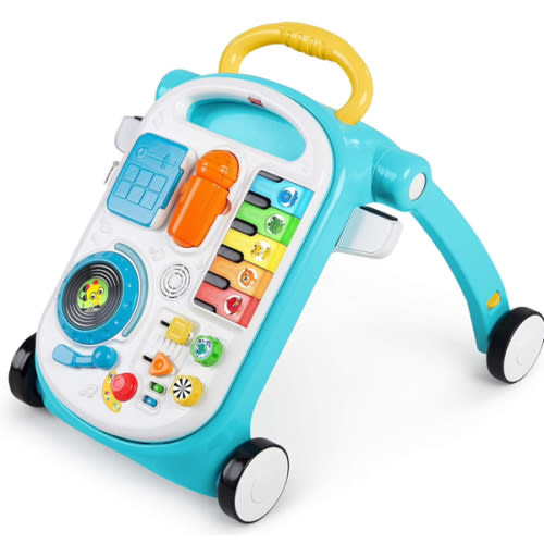 Baby Einstein Musical Mix ‘N Roll 4-in-1 Push Walker, Activity Center, Toddler Table and Floor -Toy for 6 Months+, Blue