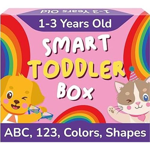 TOYVENTIVE Books, Toddler Flash Cards, and Puzzles – Educational Toys and Birthday Gifts for 1, 2, 3 Year Old Girl, Preschool Learning Activities and Games, Colors, Shapes, Letters, Numbers