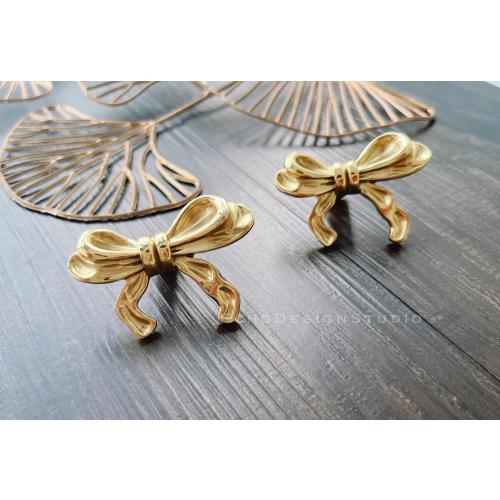 Bow Solid Brass Cabinet Knob Handle Drawer Pull Knob Dresser Pull Gold Cupboard Pull Modern Design Wardrobe Pull (BS-C-260)